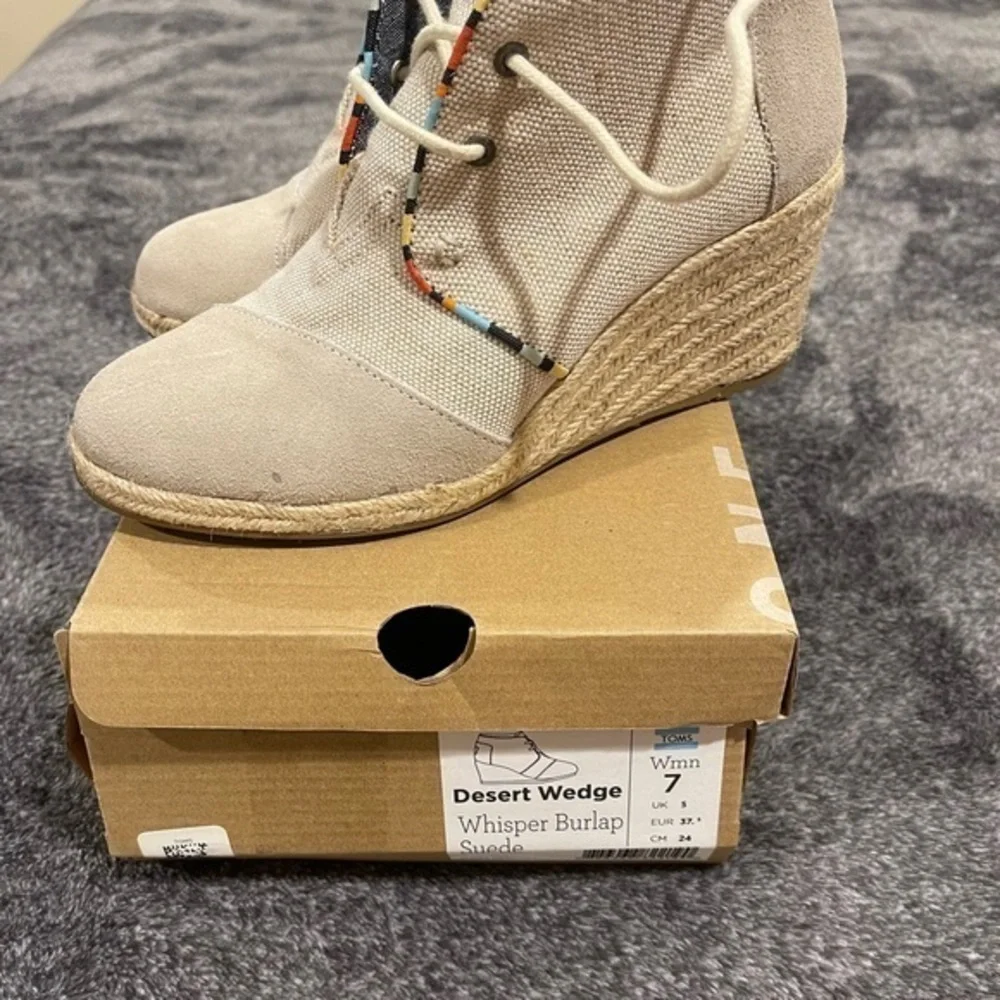 Toms Desert Wedge whisper burlap suede espadrille‎ booties